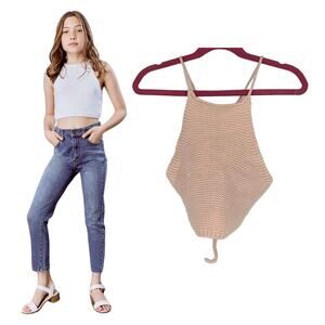 Bardot Junior Size 8-10 Peach Pink Andi Knit Top Halter Neck Tie Back O4-5